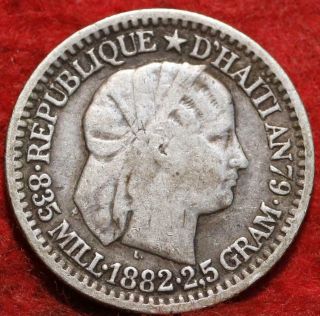 1882 - F Haiti 10 Centimes Silver Foreign Coin