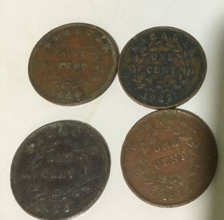 Sarawak One Cent Year 1927,  1929,  1930 & 1937 C.  V.  Brooke Rajah