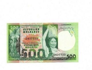 Bank Of Madagascar 500 Francs 1974 Vf