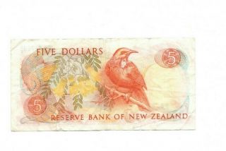 BANK OF ZEALAND 5 DOLLARS 1985 - 1989 VF 2