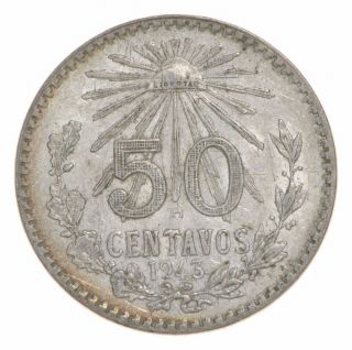 Silver - World Coin - 1943 Mexico 50 Centavos - World Silver Coin - 8.  2g 825