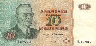 Finland 10 Markka 1980 Series H Circulated Banknote E22s