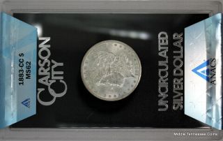 GSA Hoard 1883 - CC Morgan Silver Dollar graded State 62 by ANACS 8