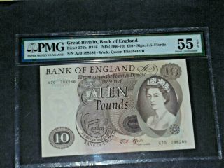 Great Britian,  Bank Of England Pmg 55 About Unc Epq £10 (1966 - 70) Pick 376b