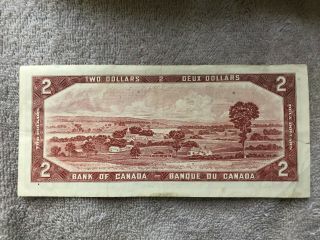 1954 Bank of Canada Ottawa Canadian $2 Two Dollar Bill Note Circulated 2