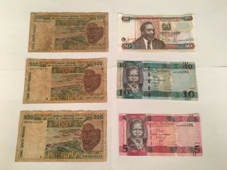 Set Of 6 East (kenya/s.  Sudan) And West African 500 Currency - Circ And Unc