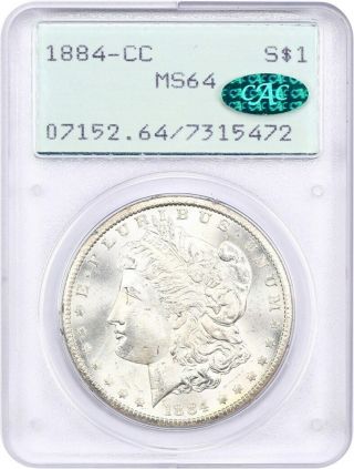 1884 - Cc $1 Pcgs/cac Ms64 (ogh Rattler Holder) - Morgan Silver Dollar