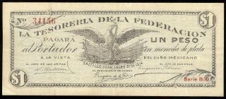 Mexico M1088¦si - - 8 (s - 645) Tesoreria De La Federacion $1 B - D. ,  27.  1.  1914 Vf,