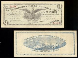 Mexico M1088¦SI - - 8 (S - 645) Tesoreria de la Federacion $1 B - D. ,  27.  1.  1914 VF, 3