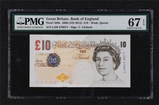 2000 Great Britain Bank Of England 10 Pound Pick 389e Pmg 67 Epq Gem Unc
