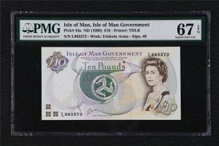 1998 Isle Of Man Government 10 Pence Pick 44a Pmg 67 Epq Gem Unc