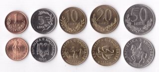 Albania - 5 Dif Unc Coins Set: 1 - 50 Lek