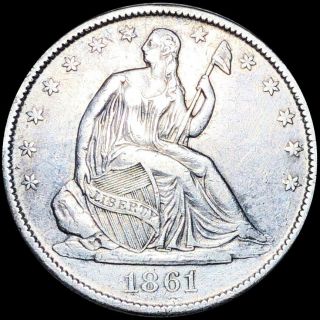 1861 - O Seated Half Dollar About Uncirculated Liberty Silver Orleans Coin Nr