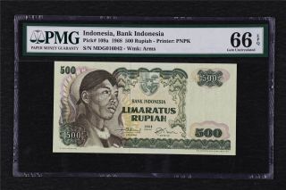 1968 Indonesia Bank Indonesia 500 Rupiah Pick 109a Pmg 66 Epq Gem Unc