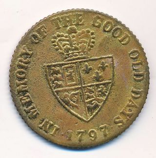 1797 Uk Britain British King George Iii Gaming Token Penny Jetton Good Old Days