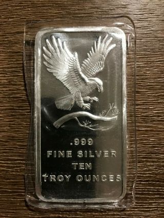 10 Oz.  Silvertowne Silver Bar - Bald Eagle Design - 999 Fine Silver