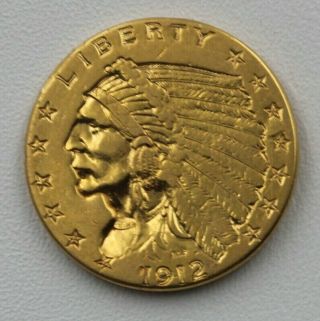 1912 $2.  50 Indian Head Quarter Eagle United States Gold Coin Nr 6534 - 11