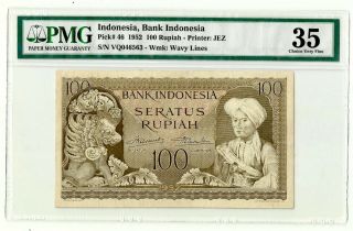 Indonesia 100 Rupiah 1952 P 46 Pmg 35 (p124)