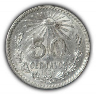 1938 Mexico 50 Centavos Mexican Silver Key Date