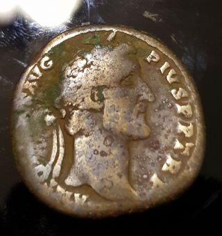 Antoninus Pius Sestertius.  147 Ad.  Roman Empire Ric Iii 777; Cohen 594