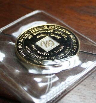 NA ANNIVERSARY ENAMEL PAINTED MEDALLION NARCOTICS ANONYMOUS 10 YEARS 2