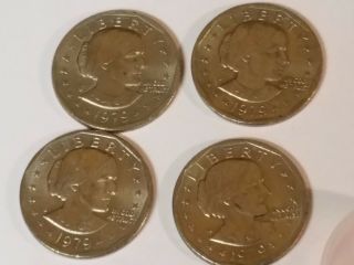 4 Circulated 1979 - P Susan B.  Anthony Dollars.  Business Strikes.  Real Coins
