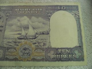 aUNC Reserve Bank of India 10 Rupees 1943 George VI A/90 072987 5