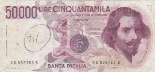 1984 Italy 50,  000 Lire Note,  Pick 113a