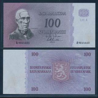[94753] Finland 1963 Litt.  A 100 Markka Valvanne - Luukka Bank Note Vf,  - Xf P106