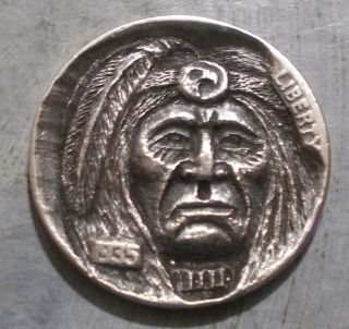 Deep Carved Hobo Nickel,  Native American Indian Eagle Clan Soldier