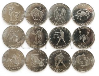 Somaliland 12 Coins Set 2012 Zodiacs Unc (581)