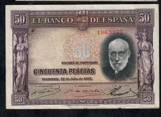 50 Pesetas From Spain 1935 Fine