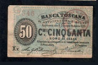 50 Centesimi From Italy 1870 Fine