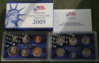 2005 United States 11 Coin Proof Set Coins Box Westward Journey Nickels