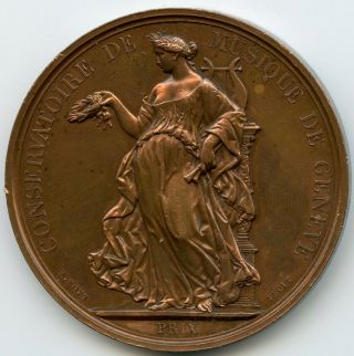 Switzerland Bronze Medal By Bovy Conservatory Of Music Of Geneva 54mm 70gr