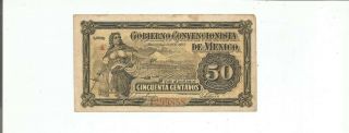 Mexico 1915 50 Centavos Ps882 Xf Paper Note