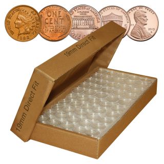 Penny Direct - Fit Airtight A19 Mm Coin Capsule Holders For Pennies (qty 25) W/box