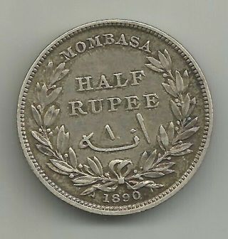 Mombasa (kenya) 1/2 Rupee 1890 Silber Km 4 Vf,