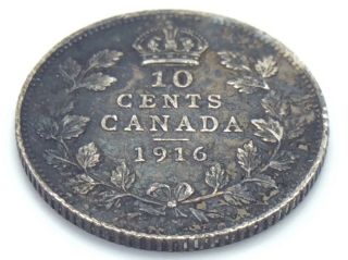 1916 Canada 10 Ten Cents Dime Canadian Circulated Coin E857 3