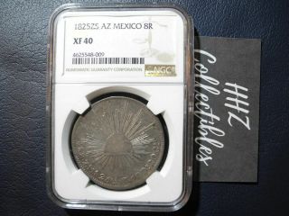 Ngc Mexico 1825 8 Reales Zacatecas Silver Coin Xf40