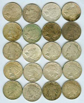 20 Peace Dollars - 90 Silver All Dated 1922 P D S