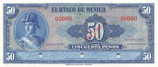 México 50 Pesos 1.  19.  1953 No Series Specimen Uncirculated Banknote Me50