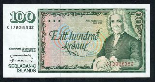 100 Kronur From Iceland 1961 Aunc