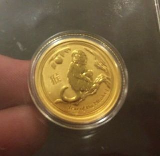 2016 - P 1/10 Troy Oz.  9999 Fine Gold Australian Year Of The Monkey Coin Bu