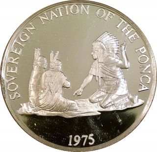 1975 Sovereign Nation Of Ponca Tribe Oklahoma.  999 Fine Silver Medal In Case