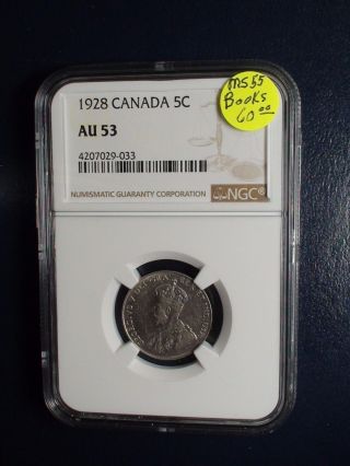 1928 Canada Nickel Ngc Au53 5c Better Date Type Coin Priced For Quick Now