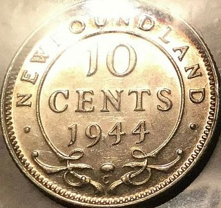 1944 NEWFOUNDLAND SILVER 10 CENTS - ICCS Certified EF - 40 4