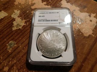 1890 Zs Fz Mexico 8 Reales Ngc Ms63 White Prooflike Surfaces