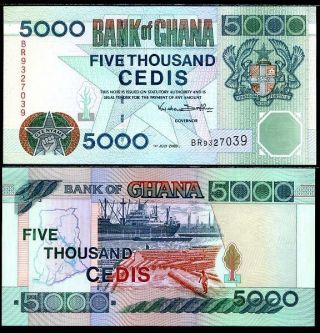 Ghana 5000 5,  000 Cedis 1 - 7 - 2000 P 34 Unc