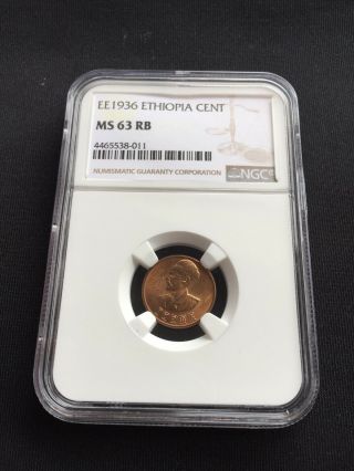 Ee 1936 Ethiopia Cent Ngc Ms63 Red Brown